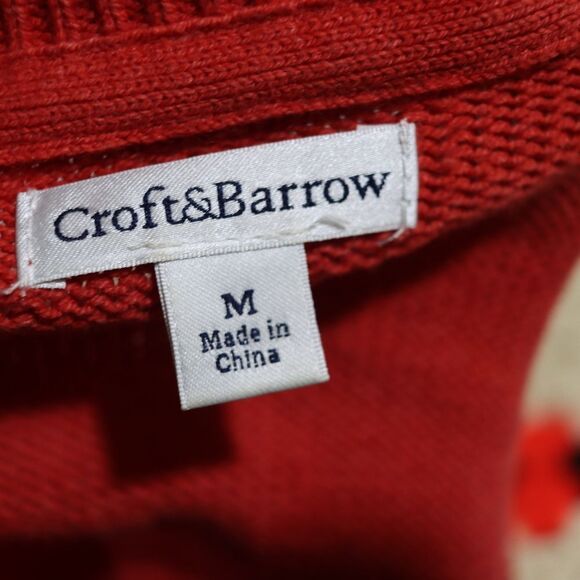 Croft & Barrow Red Vintage Sweater Medium 3/4 Sleeve Scoopneck - Picture 11 of 12